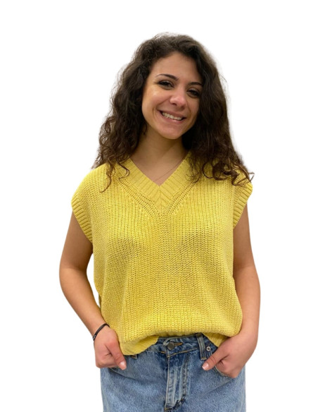 Gilet Giallo con Scollo a V Zahjr