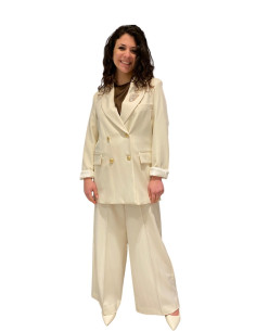 PANTALONE PALAZZO DONNA PANNA LUREX RIGO EFFETTO SATIN MOTEL