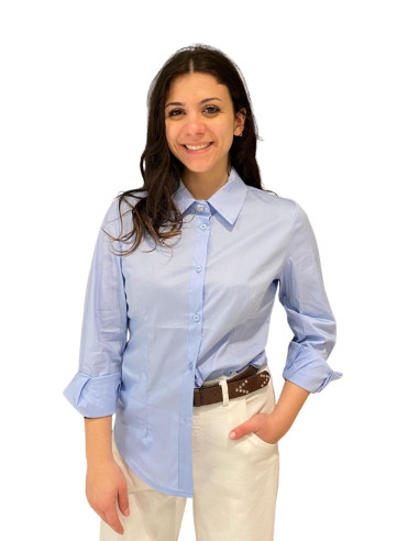 Camicia con bottone gioiello CELESTE