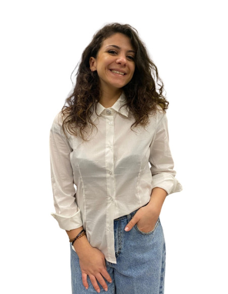 Camicia con bottone gioiello LATTE