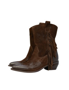 Stivale Texano in Pelle Scamosciata con Frange