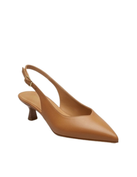 Slingback Massimo Baldi Cuoio Tacco Legno | Made in Italy