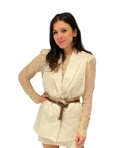 Gilet Doppiacintura Latte Le Streghe