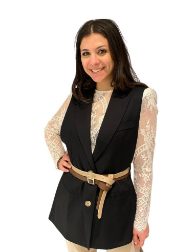 Gilet Doppiacintura Nero Le Streghe