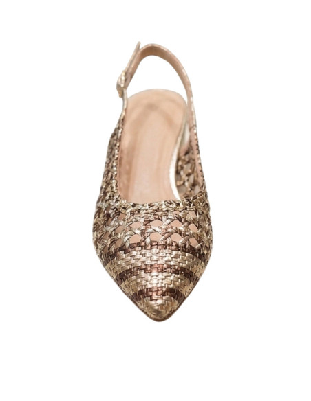 Slingback Intrecciata Platino Tacco 3cm - Miabelle