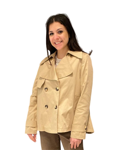 Trench Corto Beige Donna | Doppiopetto Safari Elegante