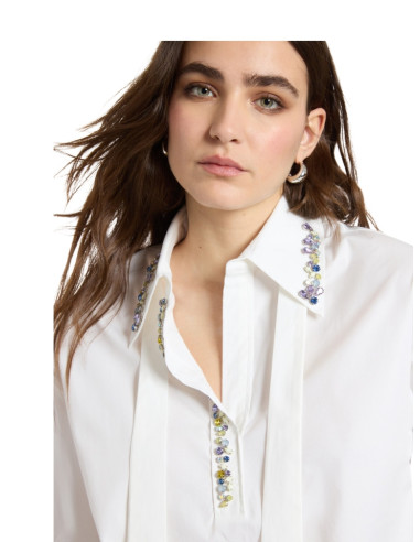 Camicia con applicazione multicolor BIANCO