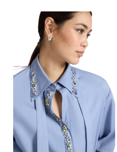Camicia elegante celeste con applicazioni Elena Mirò