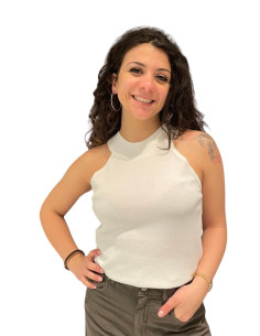 Top glitter bianco donna Motel