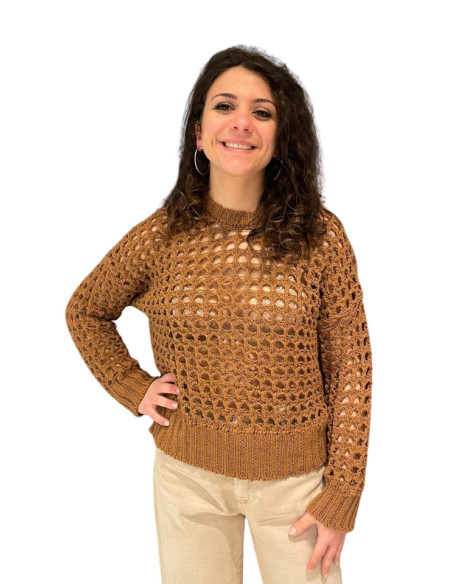 Maglioncino traforato donna cannella Motel