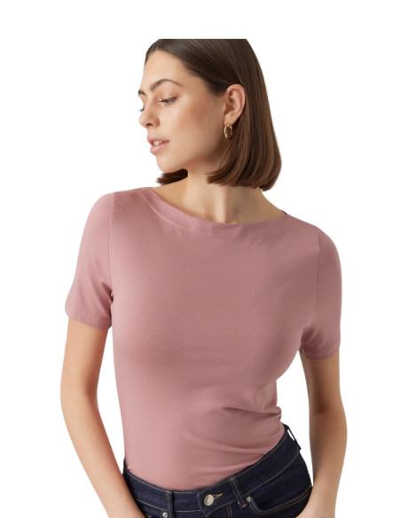 T-shirt scollo a barca ROSA