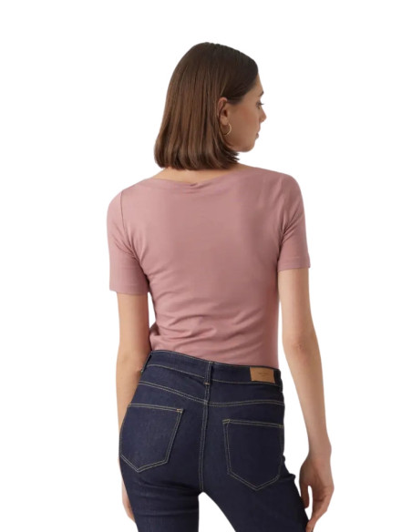 Vero Moda T-shirt VMPANDA Rosa Antico - Scollo a Barca Slim