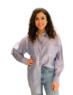 Camicia Over Celeste con Taschine Motel