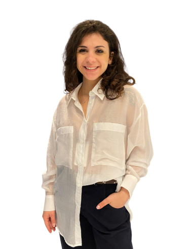 Camicia Over Bianca con Taschine Motel