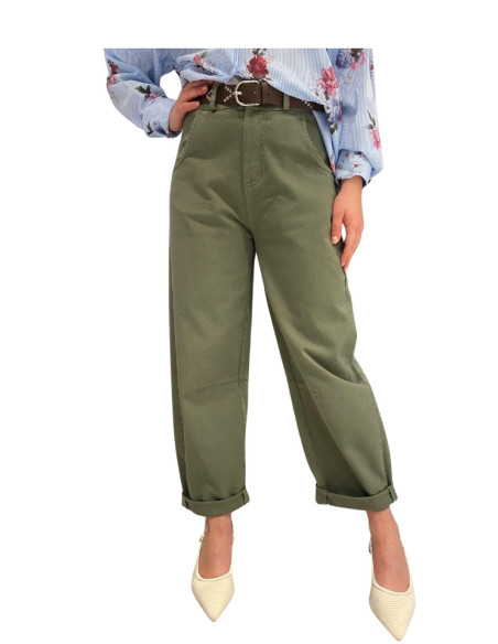 Pantalone balloon verde militare donna comodo