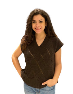 Gilet Operato Moro con Scollo a V Motel