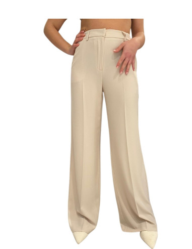 Pantalone fluido naturale donna gamba ampia elegante