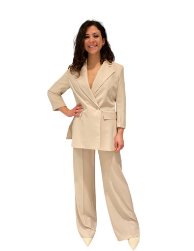 Pantalone fluido naturale donna gamba ampia elegante