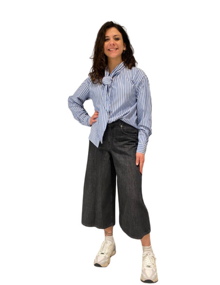 Bermuda Lungo Donna Denim Wide