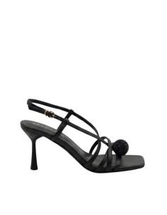 Sandalo Nero Apepazza in Pelle con Strass e Tacco 70mm