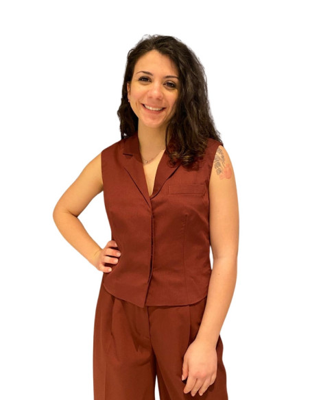 Gilet Ruggine con Bottoni a Scomparsa Vero Moda