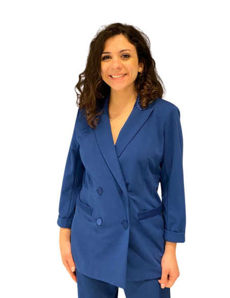 Blazer Blu con Riporti in Raso Vero Moda