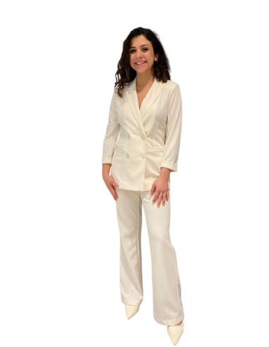 Blazer Panna con Riporti in Raso Vero Moda