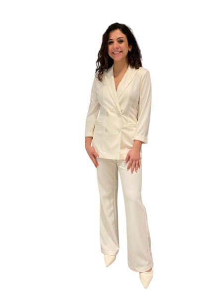 Blazer Panna con Riporti in Raso Vero Moda