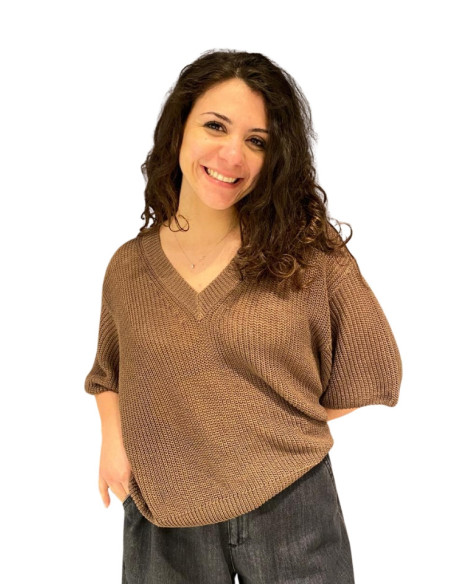 Maglia donna scollo a V cioccolato Le Streghe