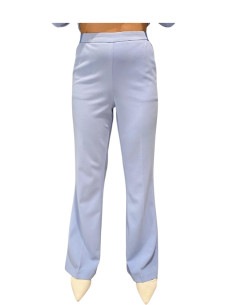 Pantalone a zampa celeste donna con inserto raso Vero Moda