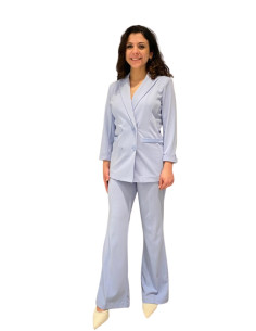 Pantalone a Zampa Inserto Raso Celeste Donna – Vero Moda