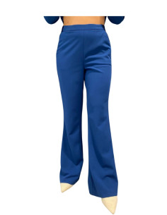 Pantalone flare blu donna con inserto raso Vero Moda