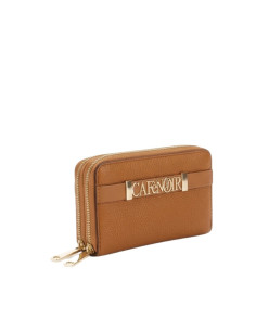 Portafoglio Medio Cuoio Doppia Zip con Logo Dorato CAFÈNOIR