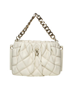 Borsa Crossbody Trapuntata a Sacchetto Avorio con Catena...