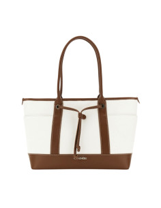 Borsa Shopping Canvas Bianca e Cuoio CaféNoir |