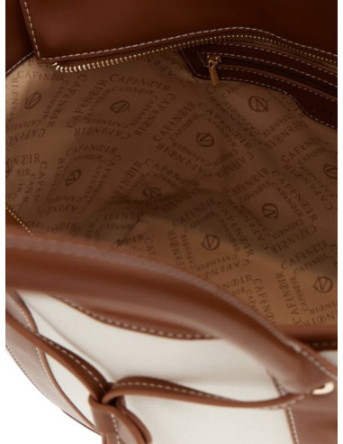 Borsa Shopping Canvas Bianca e Cuoio CaféNoir |