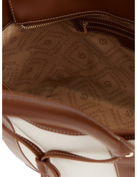 Borsa Shopping Canvas Bianca e Cuoio CaféNoir |