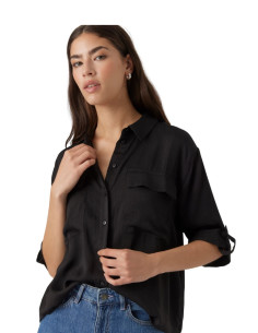 Camicia Nera con Taschine e Manica 3/4 - Vero Moda