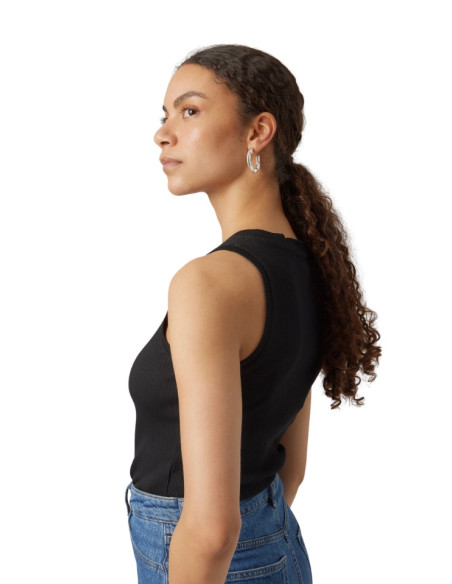 Vero Moda Canotta Nera a Costine AWLAVENDER - Cotone Organico