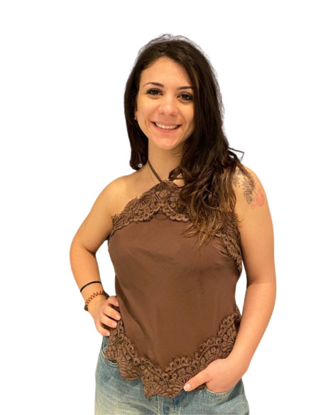 Top moro scollo america con pizzo Motel