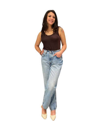 Jeans Donna Gamba Stretta Denim Chiaro