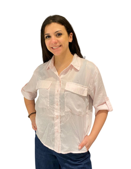 Camicia Rosa con Taschine e Manica 3/4 - Vero Moda