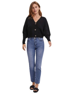 Cardigan nero donna con bottoni tartarugati Vero Moda