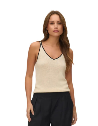 Top maglina rio in contrasto BEIGE