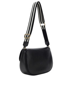 Sacca CafèNoir Nera con Tracolla in Tessuto e Lucchetto Oro