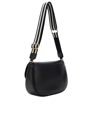 Borsa Sacca Nera CafèNoir - C3RF1013 | Tracolla Tessuto e dettagli Lucchetto oro