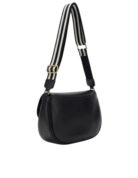 Borsa Sacca Nera CafèNoir - C3RF1013 | Tracolla Tessuto e dettagli Lucchetto oro