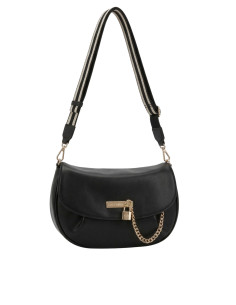 Borsa Sacca Nera CafèNoir - C3RF1013 | Tracolla Tessuto e dettagli Lucchetto oro