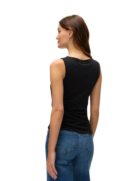 Vero Moda Top Canotta VMPANDA Nero - Scollo a Barca in TENCEL™ e Cotone Bio