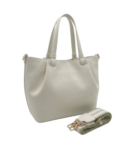 Borsa shopping effetto pelle con tracolla e dettagli oro...